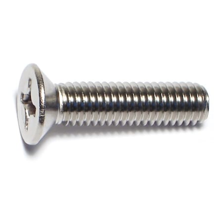 M6-1.00 X 25 Mm Phillips Flat Machine Screw, Plain Stainless Steel, 12 PK